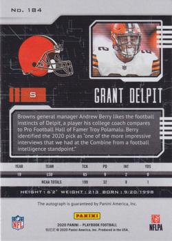 2020 Panini Playbook - Rookies Signatures Gold #184 Grant Delpit Back