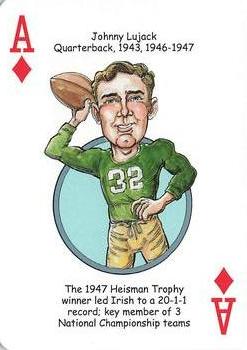 2018 Hero Decks Notre Dame Fighting Irish Football Heroes Playing Cards #A♦ Johnny Lujack Front