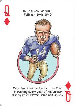 2018 Hero Decks Notre Dame Fighting Irish Football Heroes Playing Cards #Q♦ Red Sitko Front
