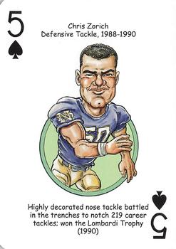 2018 Hero Decks Notre Dame Fighting Irish Football Heroes Playing Cards #5♠ Chris Zorich Front