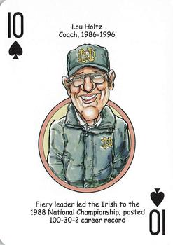 2018 Hero Decks Notre Dame Fighting Irish Football Heroes Playing Cards #10♠ Lou Holtz Front