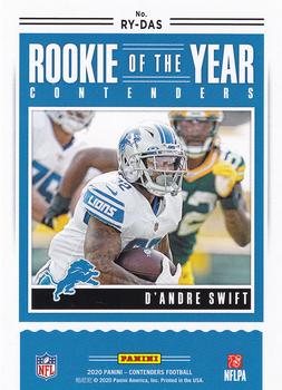 2020 Panini Contenders - Rookie of the Year Contenders #RY-DAS D'Andre Swift Back