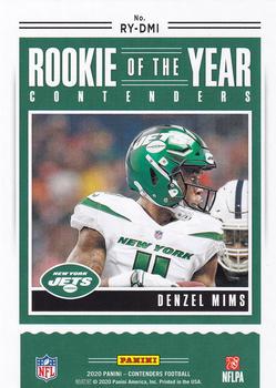 2020 Panini Contenders - Rookie of the Year Contenders #RY-DMI Denzel Mims Back