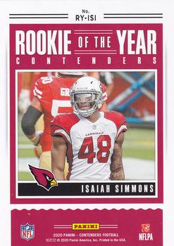 2020 Panini Contenders - Rookie of the Year Contenders #RY-ISI Isaiah Simmons Back