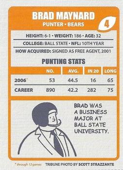 2006 Chicago Tribune Chicago Bears #NNO Brad Maynard Back