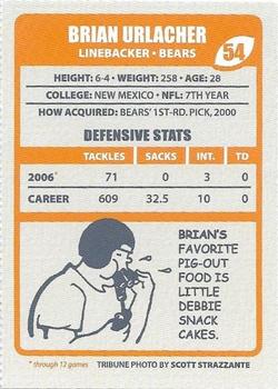 2006 Chicago Tribune Chicago Bears #NNO Brian Urlacher Back
