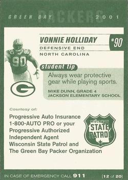 2001 Green Bay Packers Police - Progressive Auto Insurance & Wisconsin State Patrol #12 Vonnie Holliday Back