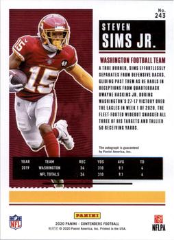 2020 Panini Contenders - Rookie Ticket Wild Card #243 Steven Sims Jr. Back