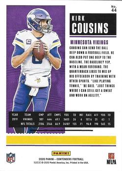 2020 Panini Contenders - Championship Ticket #44 Kirk Cousins Back