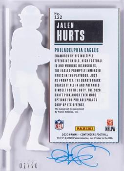 2020 Panini Contenders - Rookie Clear Ticket RPS #122 Jalen Hurts Back