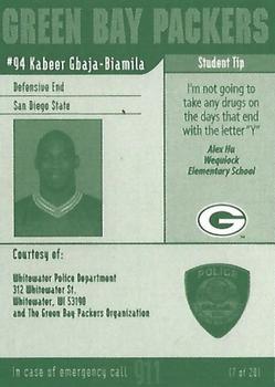 2002 Green Bay Packers Police - Whitewater Police Department #7 Kabeer Gbaja-Biamila Back