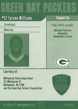 2002 Green Bay Packers Police - Whitewater Police Department #8 Tyrone Williams Back