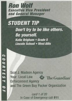 1998 Green Bay Packers Police - Scot J. Madson Agency, Your Local Law Enforcement Agency #1 Ron Wolf Back