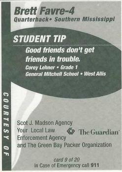 1998 Green Bay Packers Police - Scot J. Madson Agency, Your Local Law Enforcement Agency #9 Brett Favre Back