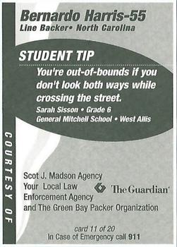 1998 Green Bay Packers Police - Scot J. Madson Agency, Your Local Law Enforcement Agency #11 Bernardo Harris Back