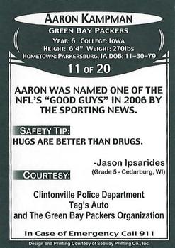 2007 Green Bay Packers Police - Clintonville Police Department #11 Aaron Kampman Back