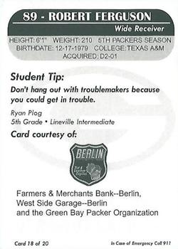 2005 Green Bay Packers Police - Farmers & Merchants Bank - Berlin #18 Robert Ferguson Back