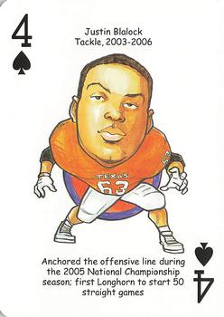 2009 Hero Decks Texas Longhorns Football Heroes Playing Cards #4♠ Justin Blalock Front