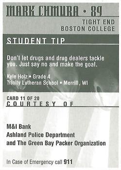 1997 Green Bay Packers Police - M&I Bank, Ashland Police Department #11 Mark Chmura Back