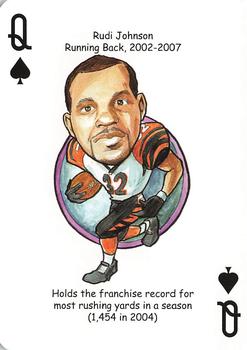 2009 Hero Decks Cincinnati Bengals Football Heroes Playing Cards #Q♠ Rudi Johnson Front