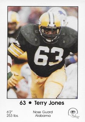 1985 Green Bay Packers Police - Local Merchants, Service Clubs, Financial Institutions, Chilton Police Department #3 Terry Jones Sr. Front