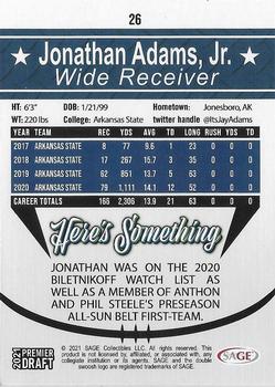 2021 SAGE Premier Draft #26 Jonathan Adams Jr. Back