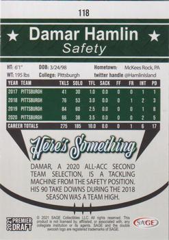2021 SAGE Premier Draft #118 Damar Hamlin Back