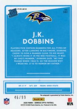 2020 Donruss Optic - Rated Rookies Autographs Holo #161 J.K. Dobbins Back