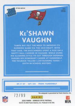 2020 Donruss Optic - Rated Rookies Autographs Holo #186 Ke'Shawn Vaughn Back