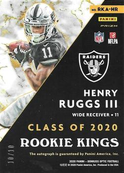 2020 Donruss Optic - Rookie Kings Autographs Gold #RKA-HR Henry Ruggs III Back