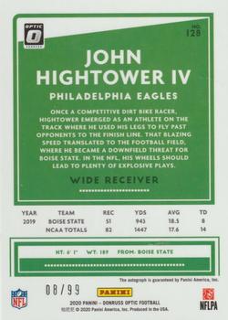 2020 Donruss Optic - Rookies Autographs #128 John Hightower IV Back