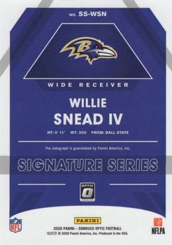 2020 Donruss Optic - Signature Series #SS-WSN Willie Snead IV Back