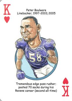 2013 Hero Decks Baltimore Colts & Ravens Football Heroes Playing Cards #K♥ Peter Boulware Front