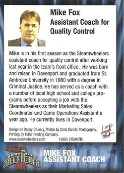 2005 Quad City Steamwheelers (AF2) #NNO Mike Fox Back