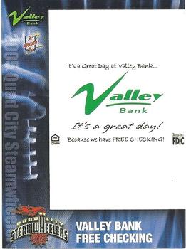 2005 Quad City Steamwheelers (AF2) #NNO Valley Bank Free Checking Front