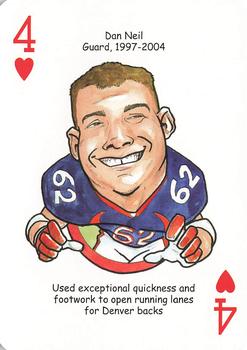 2006 Hero Decks Denver Broncos Football Heroes Playing Cards #4♥ Dan Neil Front