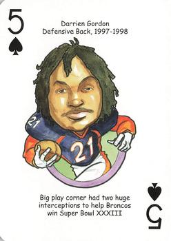 2006 Hero Decks Denver Broncos Football Heroes Playing Cards #5♠ Darrien Gordon Front