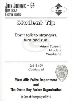 1995 Green Bay Packers Police - West Allis Police Department #12 John Jurkovic Back