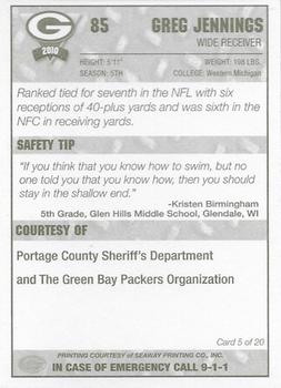 2010 Green Bay Packers Police - Portage County Sheriffs Department #5 Greg Jennings Back