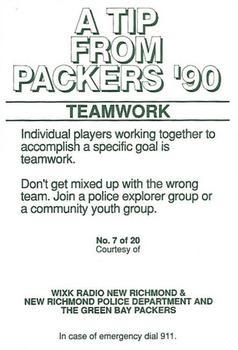 1990 Green Bay Packers Police - WIXK Radio New Richmond & New Richmond Police Department #7 Robert Brown Back