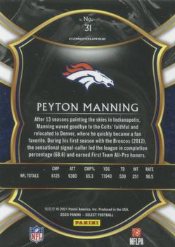 2020 Panini Select #31 Peyton Manning Back
