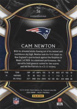 2020 Panini Select #36 Cam Newton Back