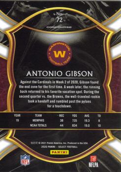 2020 Panini Select #72 Antonio Gibson Back