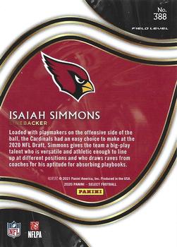 2020 Panini Select #388 Isaiah Simmons Back