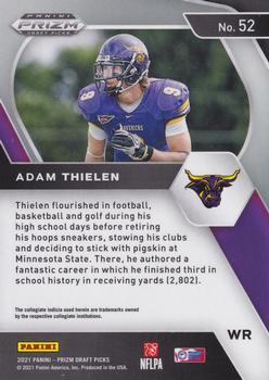 2021 Panini Prizm Draft Picks Collegiate #52 Adam Thielen Back