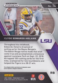 2021 Panini Prizm Draft Picks Collegiate #74 Clyde Edwards-Helaire Back