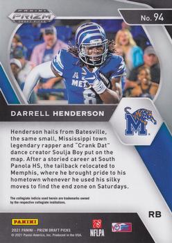 2021 Panini Prizm Draft Picks Collegiate #94 Darrell Henderson Back
