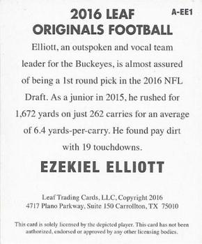 2016 Leaf Originals #EE1 Ezekiel Elliott Back