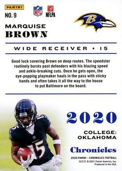 2020 Panini Chronicles #9 Marquise Brown Back