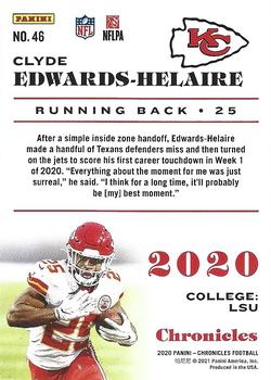 2020 Panini Chronicles #46 Clyde Edwards-Helaire Back